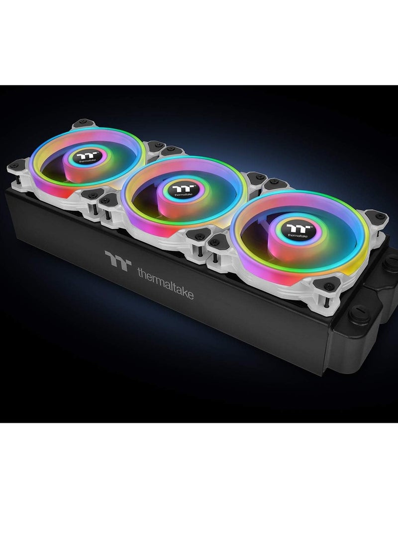 ثيرمال تيك Riing Quad 12 RGB Radiator Fan TT Premium Edition 3 Fan Pack - NeonMaker Light Editing Software - Hydraulic Bearing with Low-Noise Design - 9 Fan Blade (Controller included) White - Image 5