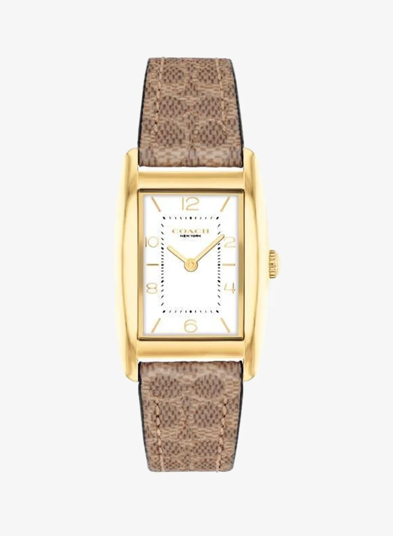 COACH 2-Hand Reese Collection Quartz Movement Watch For Women With Brown Leather Strap - 14504355