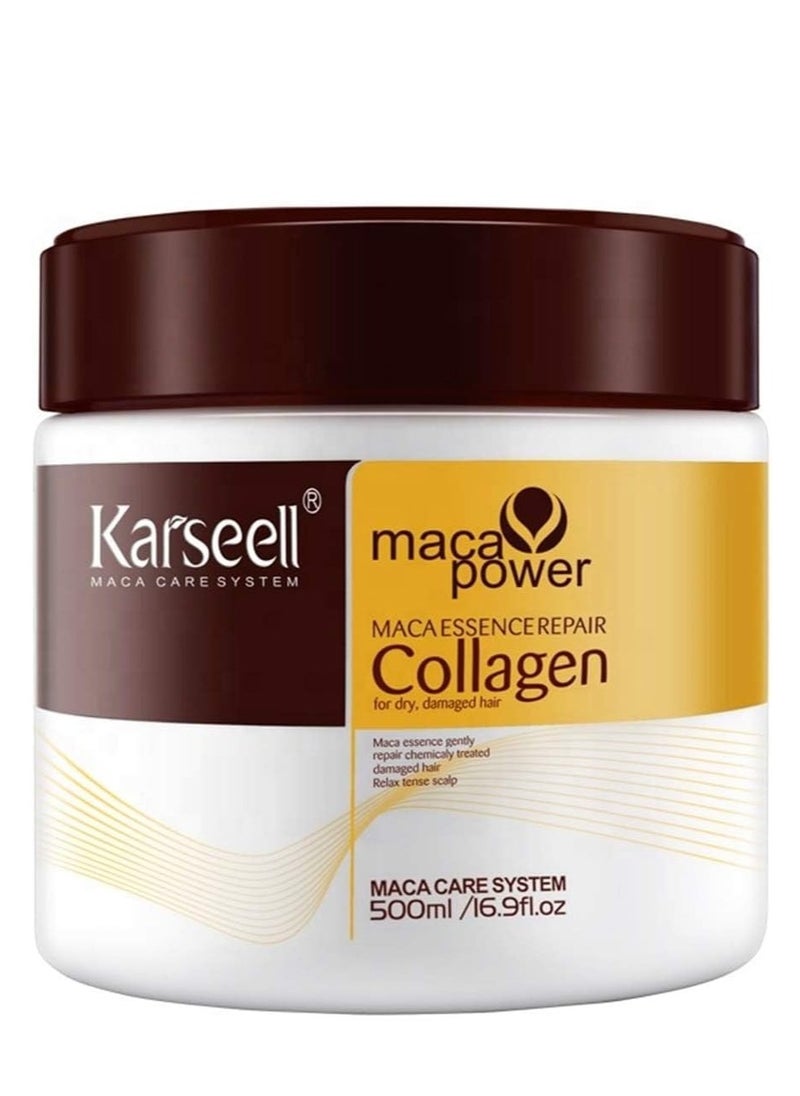 Karseell Karseell Collagen Maca Hair Treatment Deep Repair Conditioning Hair Mask Argan Oil Coconut Oil Essence for Dry Damaged Hair All Hair Types 16.90 Fl oz 500ml  - Image 1