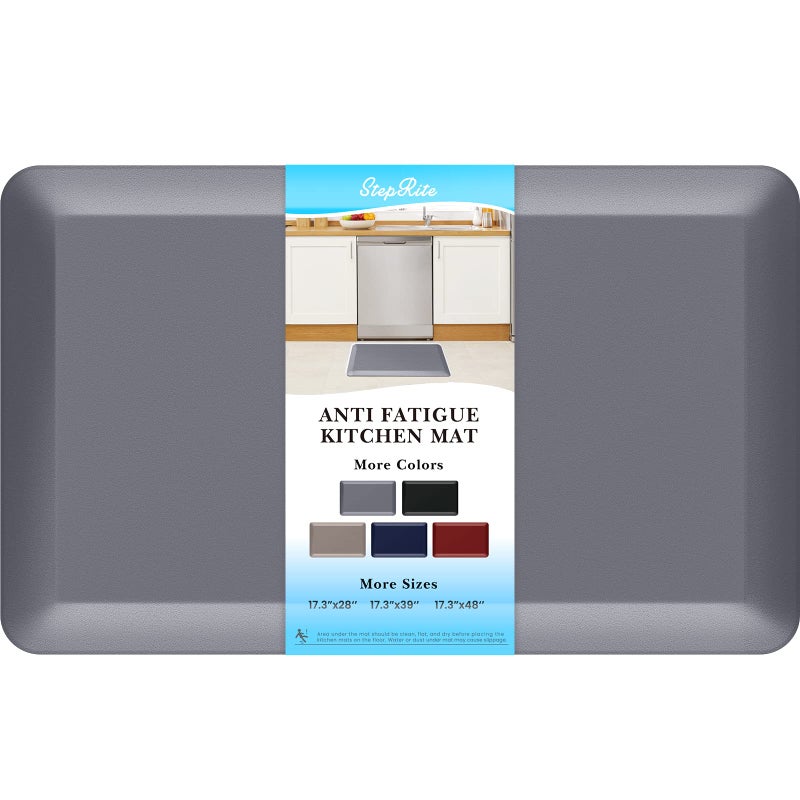 StepRite 45 Inch Thick Kitchen Mat Anti Fatigue Mat Kitchen Rugs Kitchen Decor NonSlip Stain Resistant Waterproof Kitchen Mats Desk Mat for Kitchen Office Workshop Grey 17 x 28