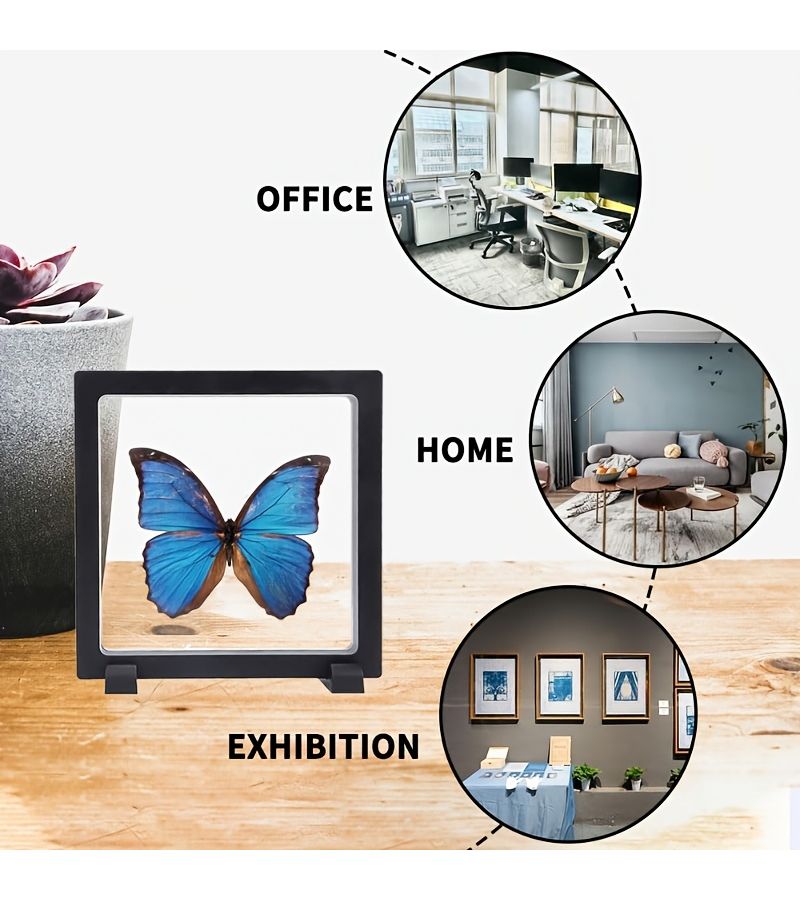 6 Pcs Black 3D Floating Display Case With Stand For Jewelry Storage And Various Items - Image 3
