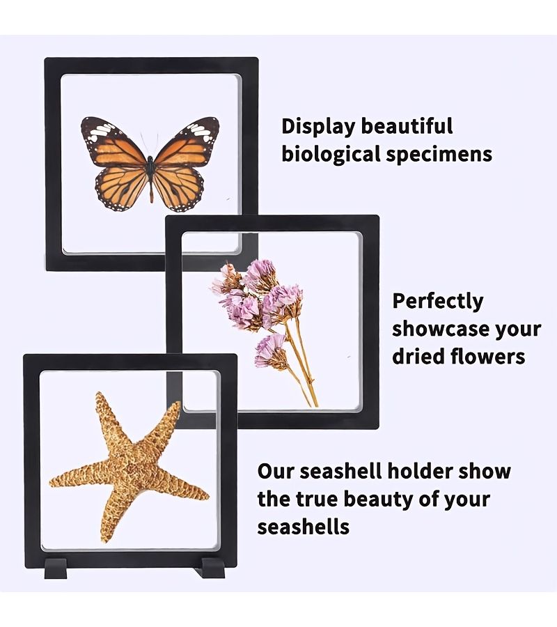 6 Pcs Black 3D Floating Display Case With Stand For Jewelry Storage And Various Items - Image 2