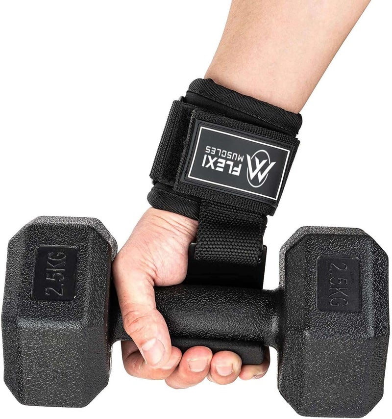 FLEXI MUSCLES Weight Lifting Hooks (Pair) - Heavy-Duty Wrist Straps with Non-Slip Grip - Ideal for Deadlifts, Pull-Ups, Shrugs, and Powerlifting - Padded Wrist Support for Men & Women - Image 4