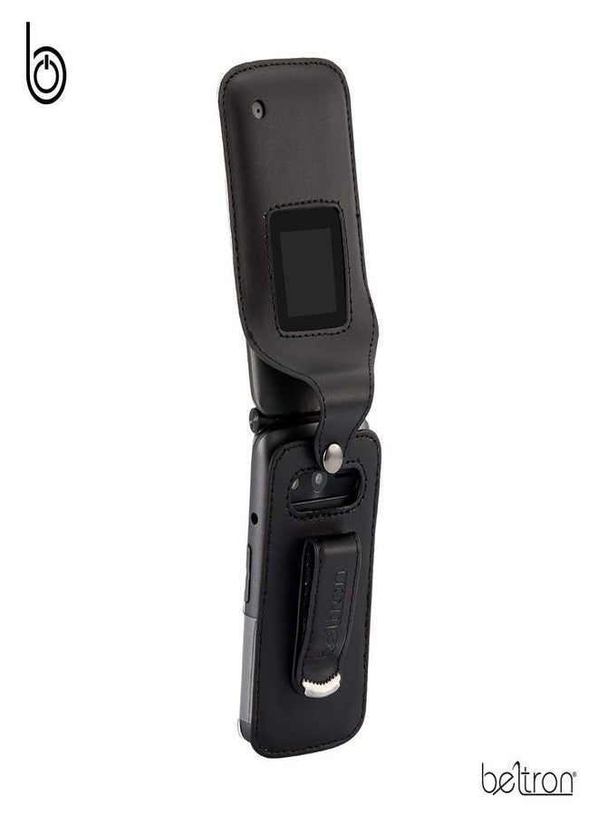 BELTRON Fitted Leather Case for KAZUNA eTalk, (Verizon Flip Phone) Features: Rotating Belt Clip, Screen & Keypad Protection, Secure Fit - Image 4