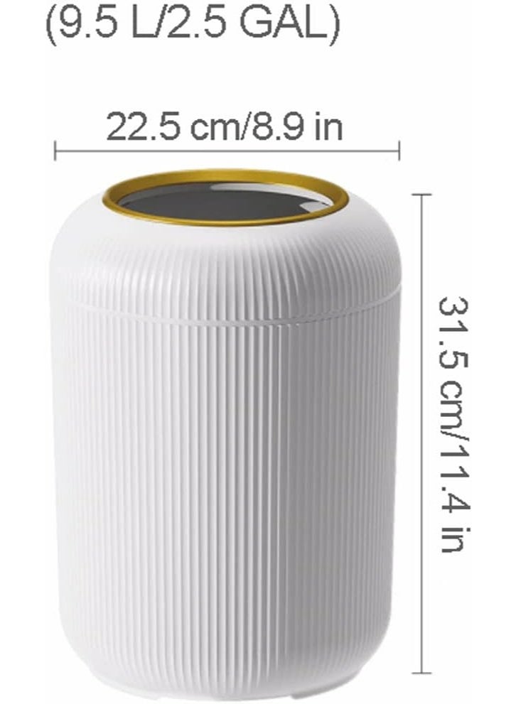 ضغط سلة مهملات بلاستيكية أنيقة سلة مهملات مطبخ سلة مهملات مستديرة سلة مهملات إبداعية سلة مهملات لطيفة سعة عالية قابلة لإعادة الاستخدام، بيضاء - Image 2