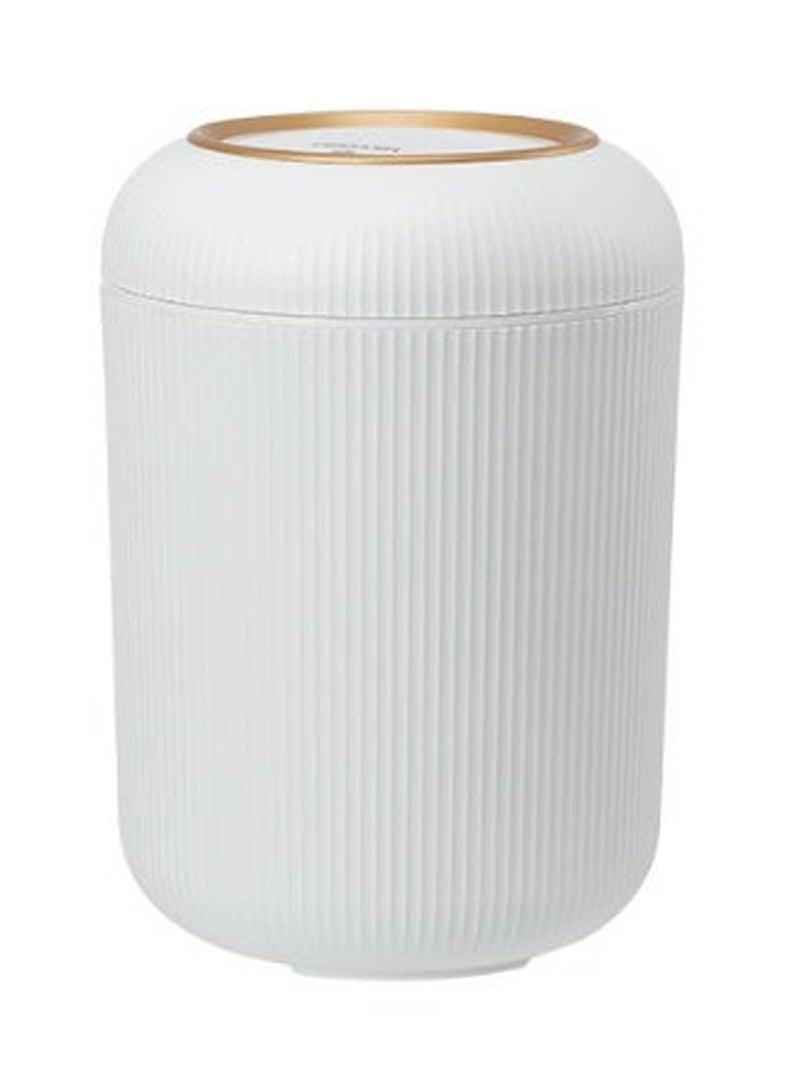 ضغط سلة مهملات بلاستيكية أنيقة سلة مهملات مطبخ سلة مهملات مستديرة سلة مهملات إبداعية سلة مهملات لطيفة سعة عالية قابلة لإعادة الاستخدام، بيضاء - Image 1