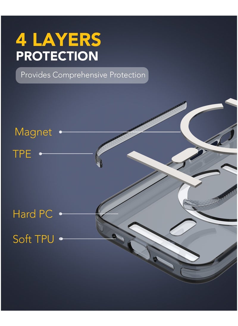 Remson - Remson Mag-X Magnetic Hybrid Protective Clear Case Compatible for iPhone 15 Pro Max 6.7 inches - Midnight Blue - Image 1
