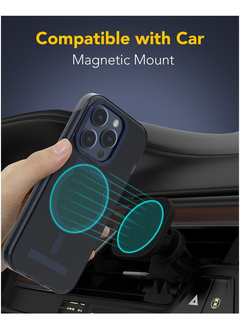 Remson - Remson Mag-X Magnetic Hybrid Protective Clear Case Compatible for iPhone 15 Pro Max 6.7 inches - Midnight Blue - Image 1