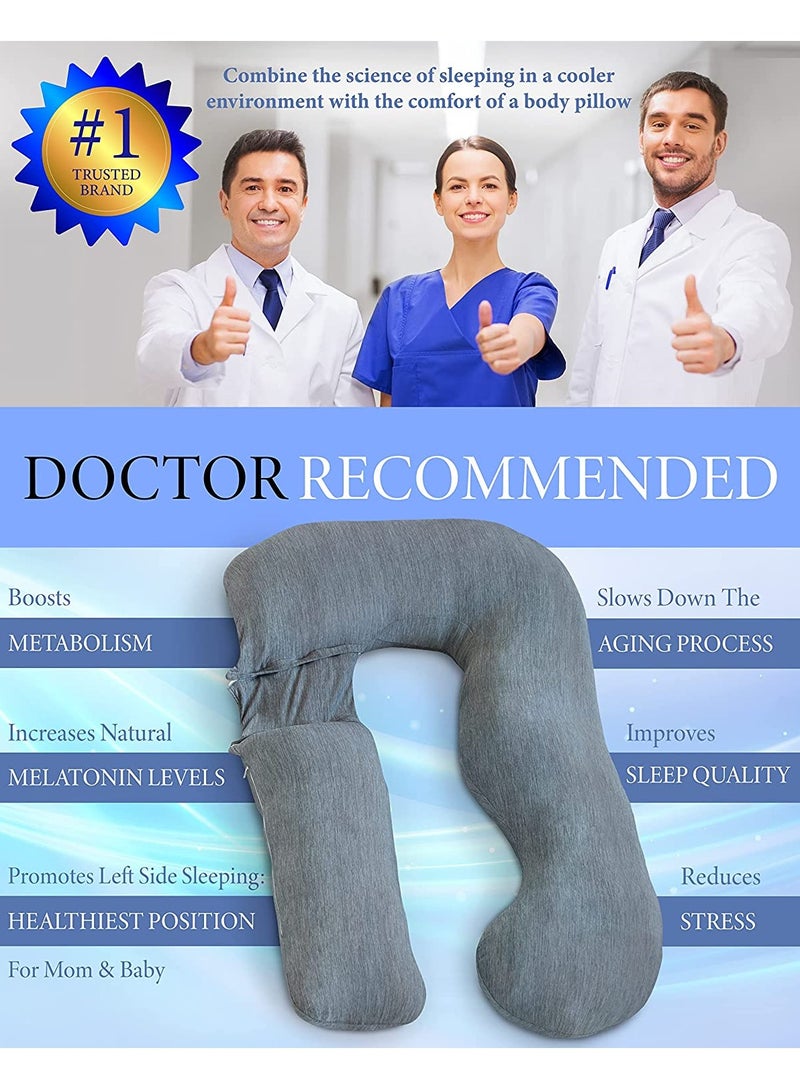 PharMeDoc U Shape Full Body Pillow - Cooling Cover - Image 5