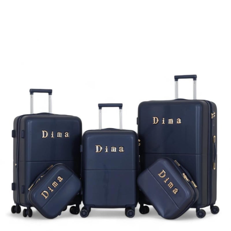 DIMA 5-piece luggage set, including 3 trolley bags and 2 makeup bags, with double covers and an expansion zipper - Image 1
