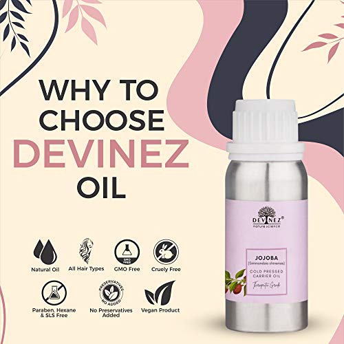 Devinez Jojoba Oil, 100% Pure Virgin Cold Pressed, Unrefined, Exceptional moisturizer for skin, hair, scalp, nails perfect for sensitive & dry skin, 500ml - Image 2