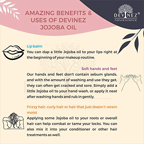 Devinez Jojoba Oil, 100% Pure Virgin Cold Pressed, Unrefined, Exceptional moisturizer for skin, hair, scalp, nails perfect for sensitive & dry skin, 500ml - Image 4