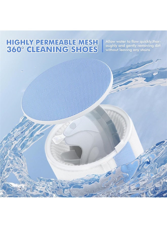HOMESTAR 2Pcs Shoe Washing Bag, Fluffy Fibers Keep 360° Wrap-around Cleaning, Trainer Washing Machine Bag, Shoe Laundry Bag with Durable Hidden Zipper, Blue - Image 2