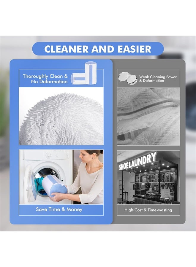 HOMESTAR 2Pcs Shoe Washing Bag, Fluffy Fibers Keep 360° Wrap-around Cleaning, Trainer Washing Machine Bag, Shoe Laundry Bag with Durable Hidden Zipper, Blue - Image 4