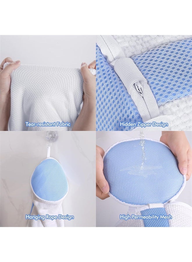 HOMESTAR 2Pcs Shoe Washing Bag, Fluffy Fibers Keep 360° Wrap-around Cleaning, Trainer Washing Machine Bag, Shoe Laundry Bag with Durable Hidden Zipper, Blue - Image 5