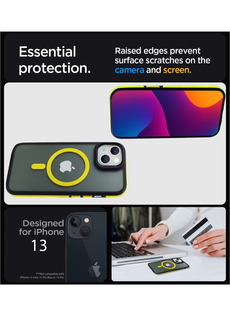 ZADUS Phone Case for iPhone 13 – Translucent Shockproof Matte Black with White Accents and Lens Camera Protection Compatible with Wireless Chargers