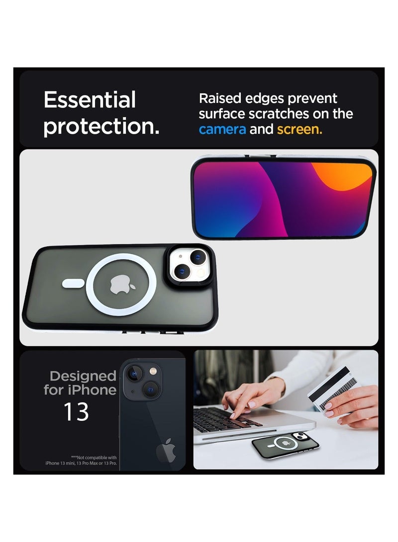 زاديوس جراب هاتف متوافق مع ايفون 13 - مقاوم للصدمات باللون الأسود غير اللامع مع لمسات بيضاء متوافق مع الشواحن اللاسلكية - Image 4