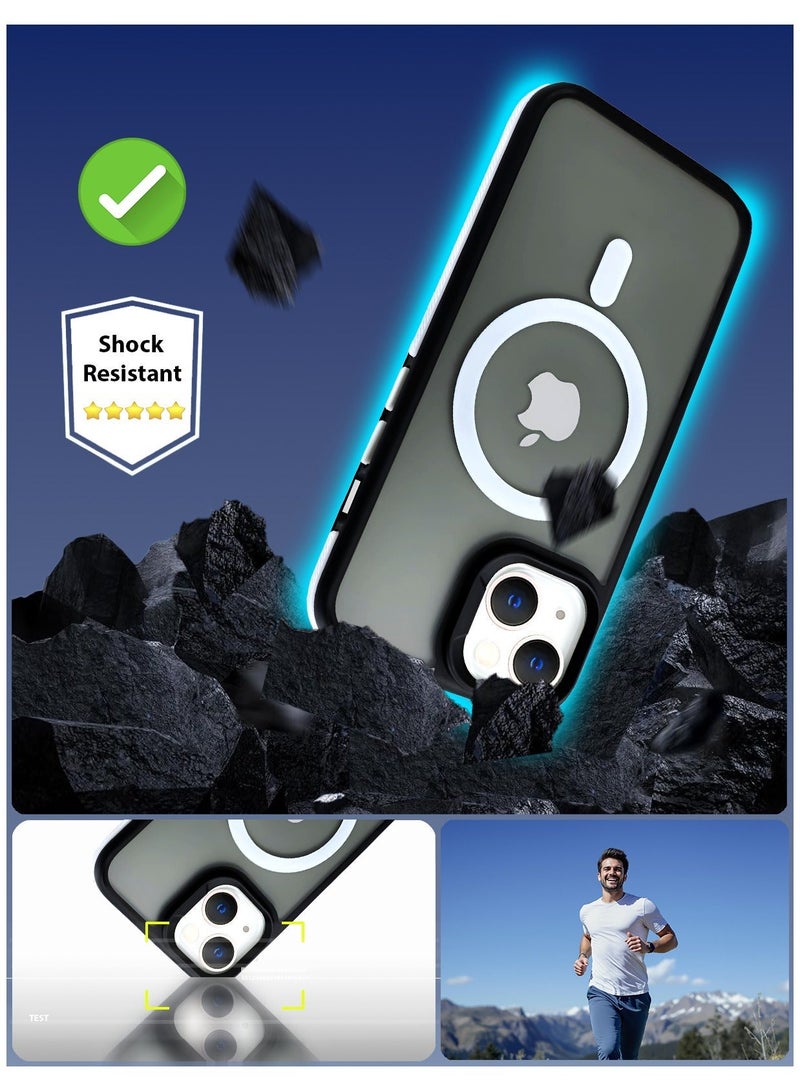 زاديوس جراب هاتف متوافق مع ايفون 13 - مقاوم للصدمات باللون الأسود غير اللامع مع لمسات بيضاء متوافق مع الشواحن اللاسلكية - Image 5