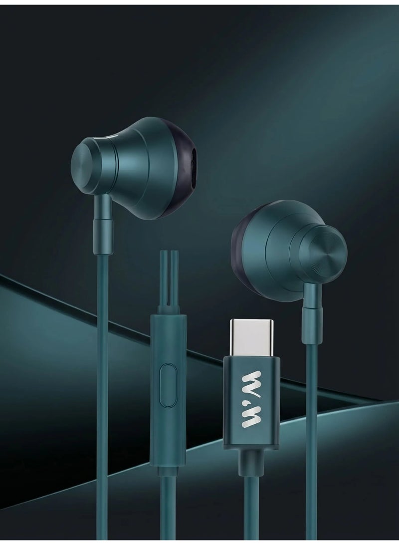 WELLMAX WM Wired Earphones with Mic Pure Voice Stereo Sound Type-C In Ear Headset for Music Calls Gaming Compatible with Android iPhone Laptop Comfortable Earbuds - Image 5