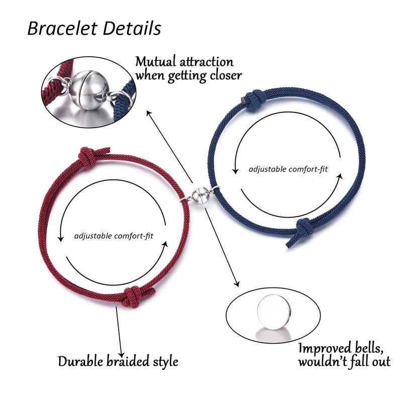 Tarsus His and Hers Bracelets, Mutual Attraction Matching Distance Bracelets for Couples Women Men Boyfriend Girlfriend Bf Gf Bestfriend - Image 4