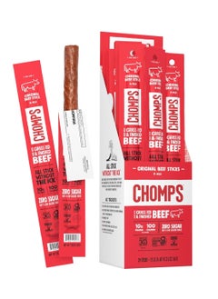 CHOMPS Grass-Fed and Finished Original Beef Jerky Snack Sticks 24-Pack, Keto, Paleo, Whole30, 10g Protein, Gluten-Free  - Image 1