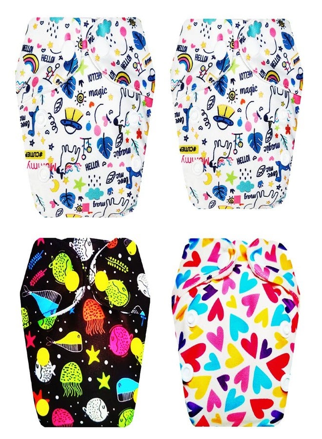 Dumbledo Premium Newborn Cloth Diaper with Integrated Insert (Pack of 4) | Soft & Gentle | 6-Layer Absorbent Pad | Adjustable Snaps | Designed by Moms | 0 - 4 Months | Unisex Baby - Image 1