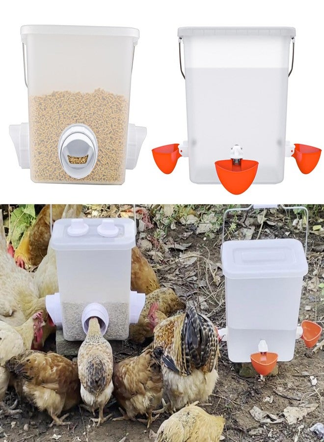 Essilnn Large Automatic Chicken Feeder and Waterer Set Hanging Chicken Water Feeder Poultry Feed Bucket - Image 5