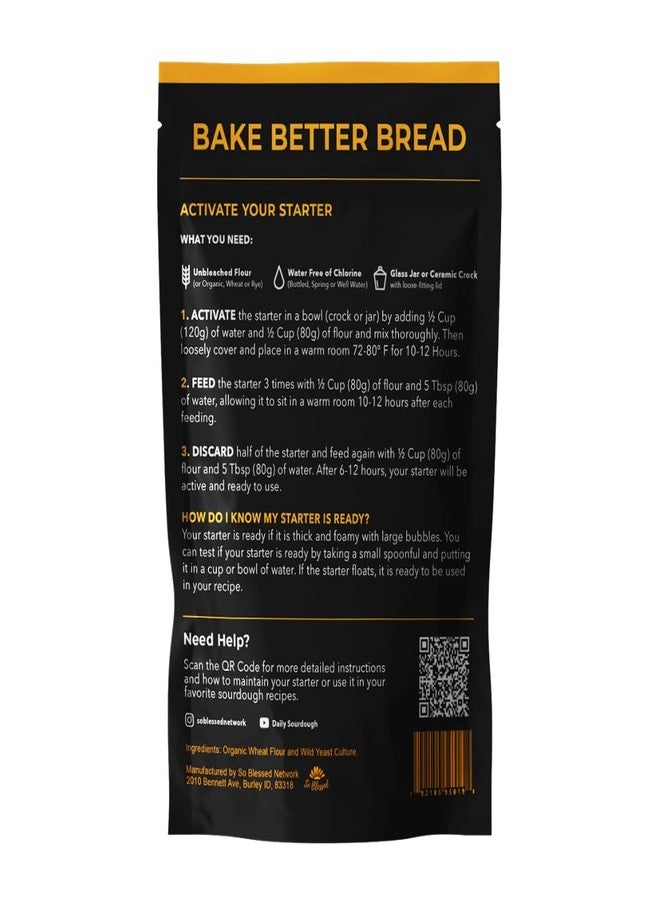 So Blessed Better Bread Premium Heirloom Sourdough Starter Culture So Blessed Heirloom Style Freeze Dried Starter Culture for Baking Sourdough Bread | Perfect for Pancakes, Biscuits, Pretzels, & More | Non-GMO Prebiotic Artisan Bread | Made with Organic Ingredients | Ready 5 Times Faster - Image 2