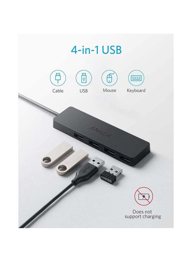 Anker 4-Port USB 3.0 Hub, Ultra-Slim Data USB Hub with 2 ft Extended Cable [Charging Not Supported], for MacBook, Mac Pro, Mac mini, iMac, Surface Pro, XPS, PC, Flash Drive, Mobile HDD - Image 2