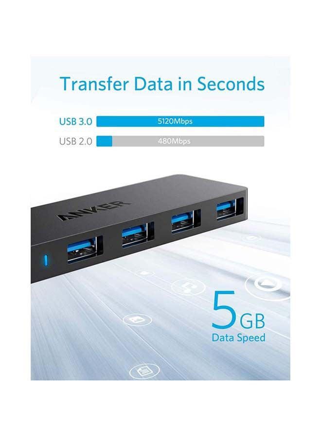 Anker 4-Port USB 3.0 Hub, Ultra-Slim Data USB Hub with 2 ft Extended Cable [Charging Not Supported], for MacBook, Mac Pro, Mac mini, iMac, Surface Pro, XPS, PC, Flash Drive, Mobile HDD - Image 3