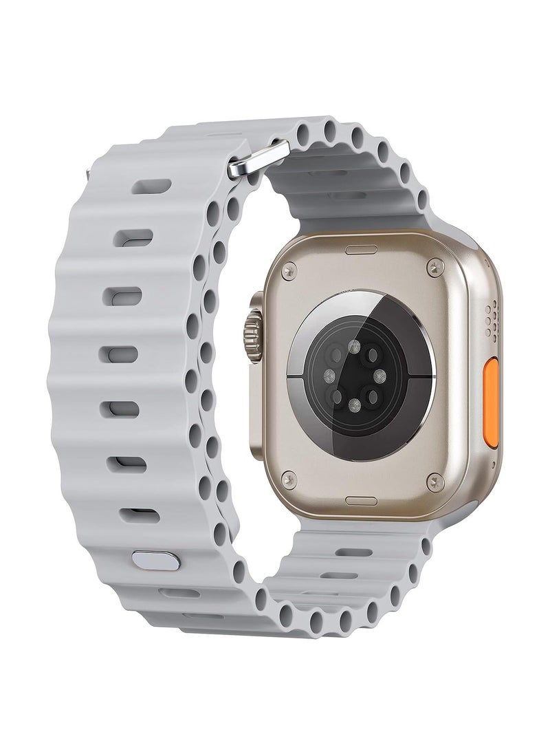 Color Fans - Soft Silicone Ocean Sports Strap Compatible Apple Watch Ultra 49mm 45mm 44mm 42mm for Men Women, Adjustible Watch Band for Apple Watch Ultra/SE/Series 9/8/7/6/5/4/3/2/1 - Gray - Image 1