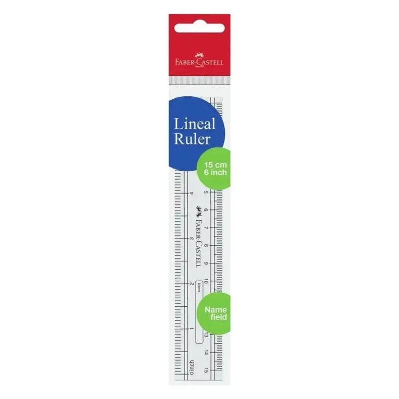Faber Castell Lineal Ruler Small Size Clear Plastic Scale 15cm