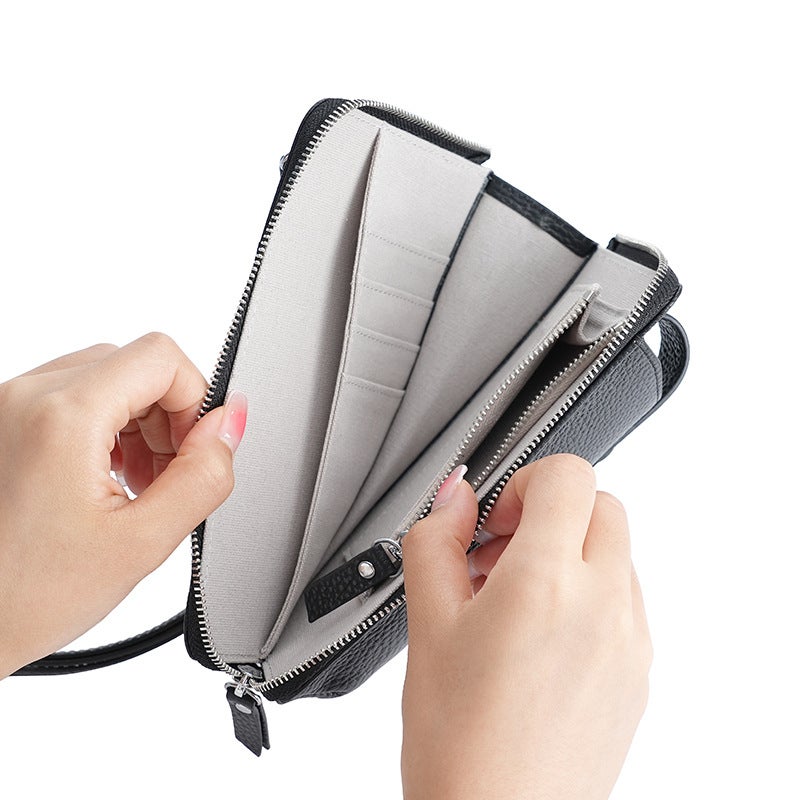 Genuine Leather Women'S Mobile Phone Bag Multi-Functional Multi-Card Small Messenger Bag First Layer Cowhide Small Backpack All-Match Shoulder Bag - Image 4
