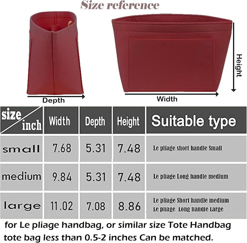 Lckaey إدراج محفظة Lckaey لمحافظات Longchamp Le Pliage، اللون الأرجواني الداكن – 1012crimson-M - Image 2