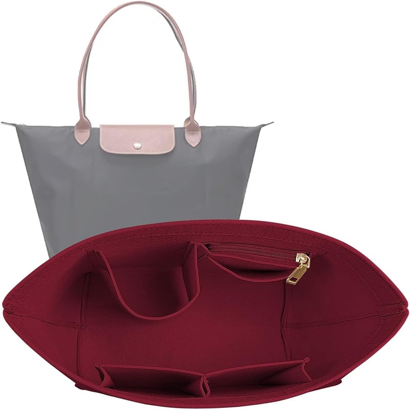 Lckaey إدراج محفظة Lckaey لمحافظات Longchamp Le Pliage، اللون الأرجواني الداكن – 1012crimson-M - Image 1