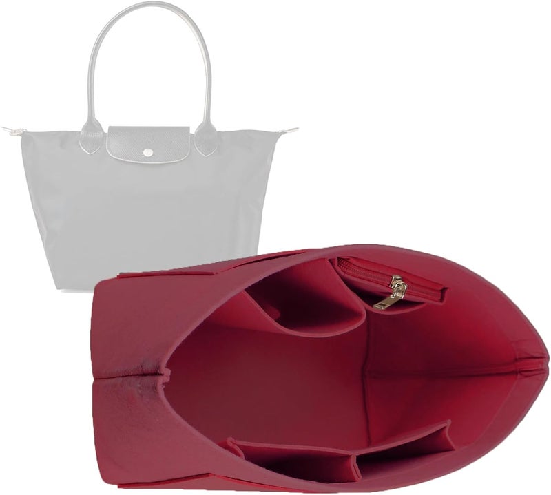 Lckaey إدراج محفظة Lckaey لمحافظات Longchamp Le Pliage، اللون الأرجواني الداكن – 1012crimson-M - Image 5