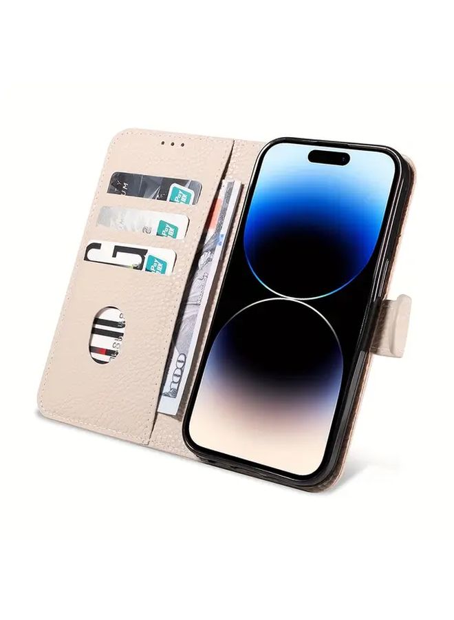 Black Lychee Pattern Faux Leather Wallet Phone Case Compatible With Galaxy S24 - Image 3