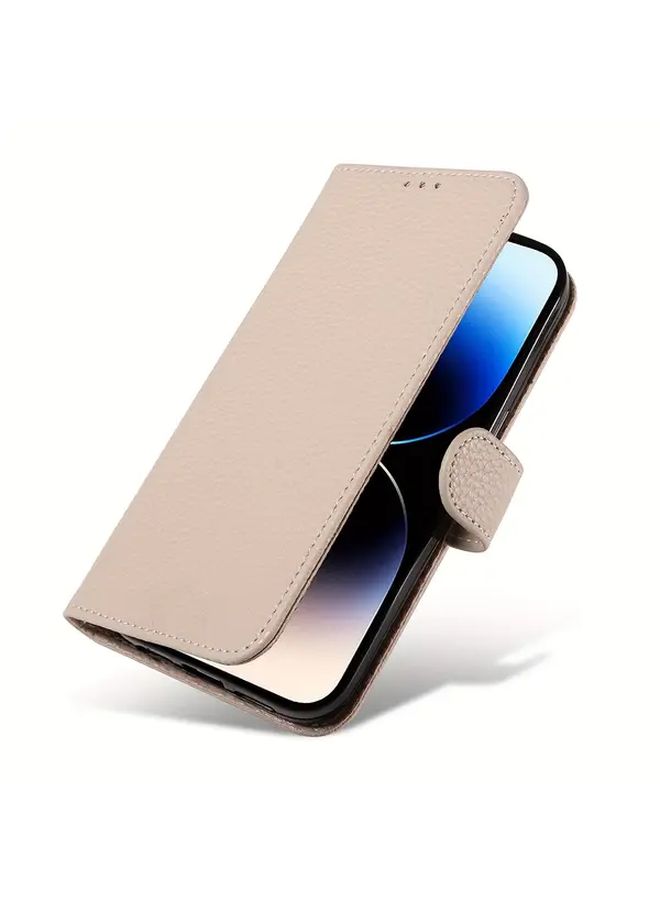 Black Lychee Pattern Faux Leather Wallet Phone Case Compatible With Galaxy S24 - Image 5