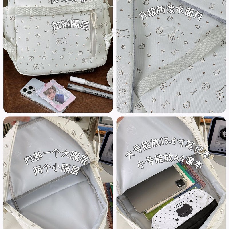 Cute Cartoon Print Lace Trim Mini Travel Backpack - Image 4