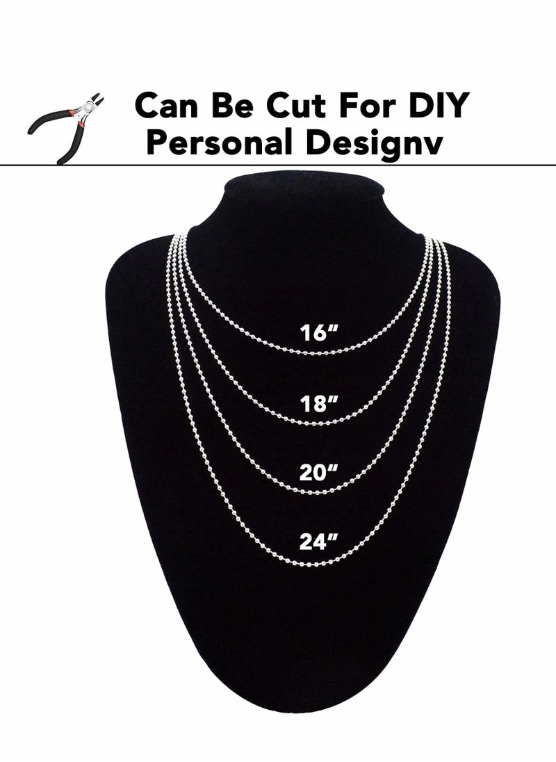 Generic - Ball Bead Chain, 10 Meters Stainless Steel Chains Necklace with 20pcs Connectors Clasps, for Jewelry Making Bracelet Military Crafts, Silver Metal Pull Chain Small Roll - Image 1