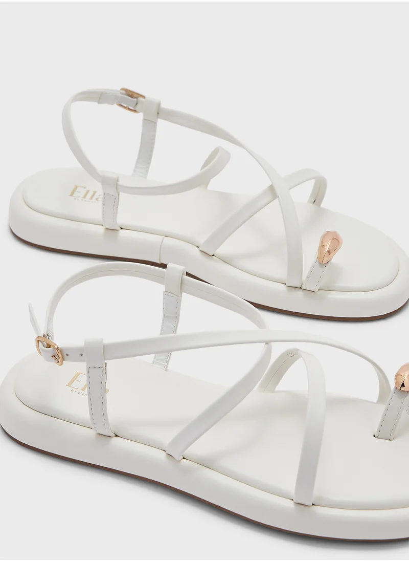 ELLA Metal Trim Toe Post Strappy Sandal