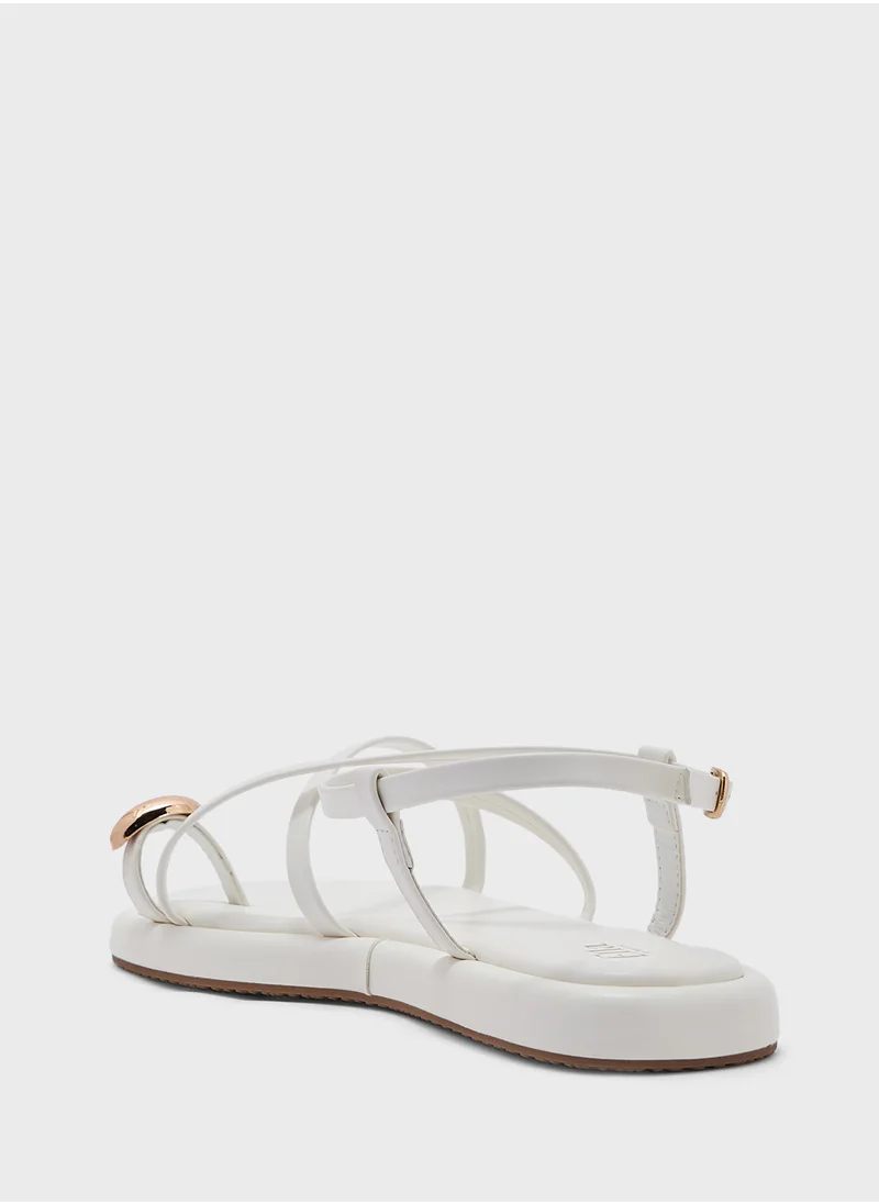 ELLA Metal Trim Toe Post Strappy Sandal