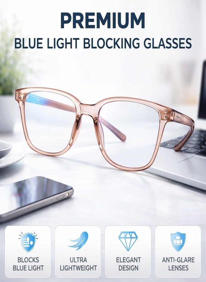 نظارات بإطار مربع، عدسات زرقاء شفافة، إطار أسيتات خفيف الوزن، نظارات للجنسين (أحمر) - Image 4