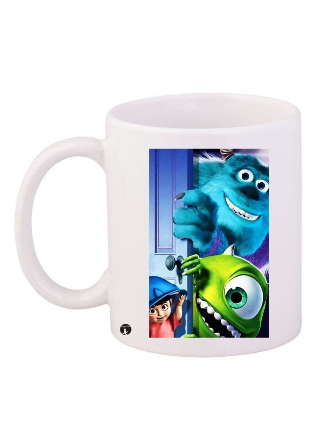 RYN Cartoon Printed Coffee Mug White/Blue/Green 11ounce