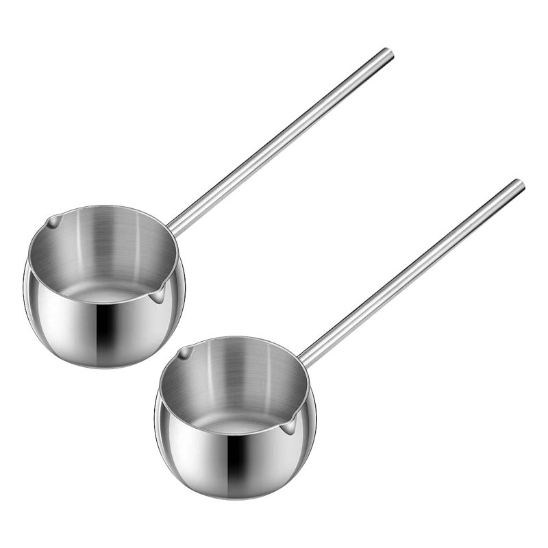 2pcs Stainless Steel Warmer: Heating Pot Mini Fryer Pot Cooking Pan With Dual Spout For Sauce Butter Candy Chocolate Making 300ml - Image 3