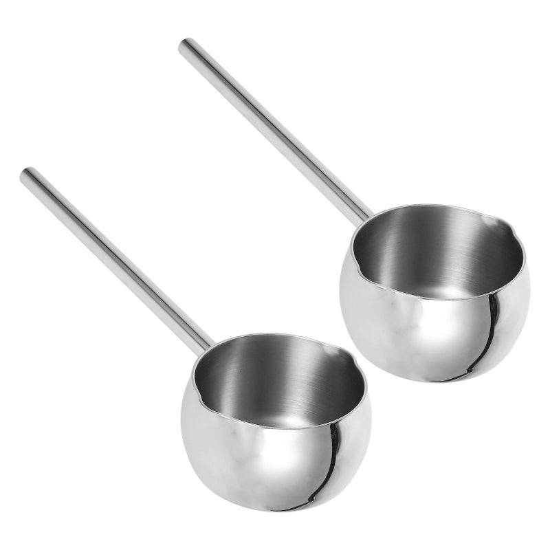 2pcs Stainless Steel Warmer: Heating Pot Mini Fryer Pot Cooking Pan With Dual Spout For Sauce Butter Candy Chocolate Making 300ml - Image 4