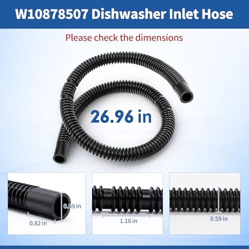 iouxvt W10878507 Dishwasher Water Inlet Tubing Compatible with Whirlpool Maytag GU2300XTVT0 WDTA50SAHZ0 GU3200XTVY2 MDB7749SAM0 W10878507 Inlet Hose Replaces 8531412 W10769066 AP6026711 WP8531412 - Image 3