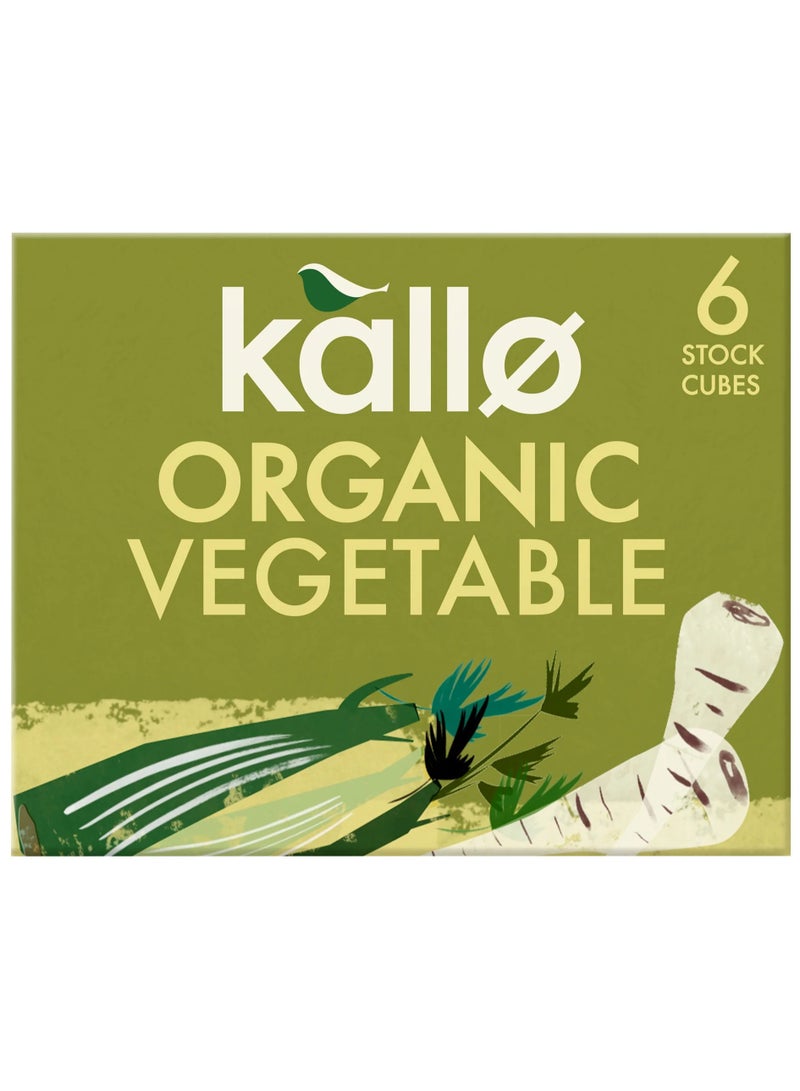 كالو 6 مكعبات مرق خضراوات عضوية خالية من الغلوتين ومناسبة للنباتيين ومرضى الاضطرابات الهضمية بدون ألوان أو نكهات أو مواد حافظة اصطناعية مرق خضراوات فاخر للمرق وصلصة الحساء والمرق 66 جرام - Image 1
