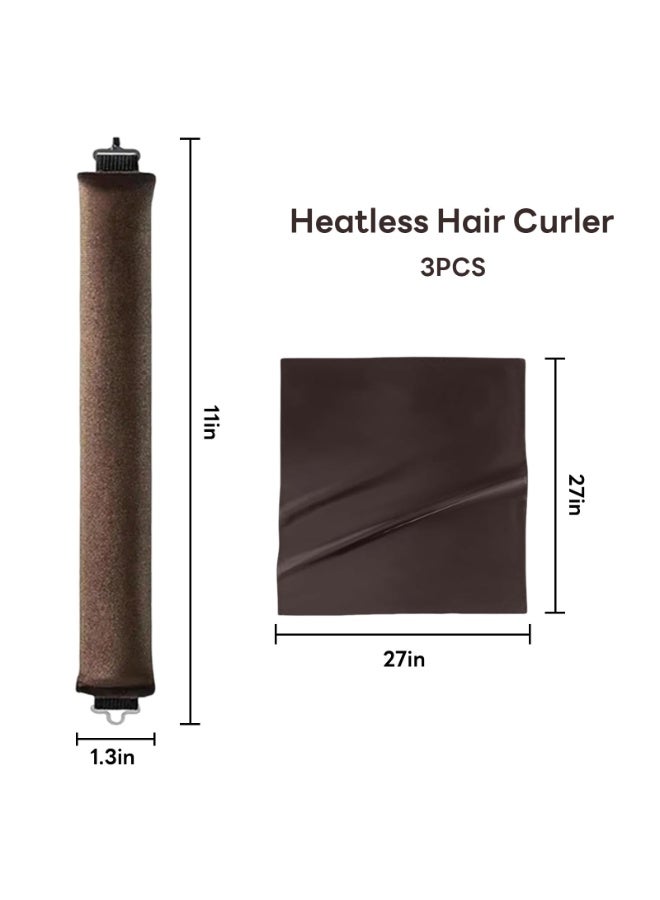 Chabeia 3pcs Heatless Hair Curler with a stylish headscarf,  Overnight Curl Rods for All Hair Types, Healthy and Stylish Set Medium heatless hair curler (Brown) - Image 2