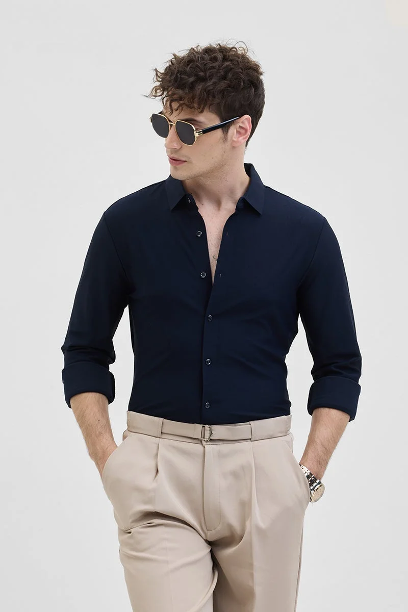 SNITCH Navy Stitchless Stretch Shirt